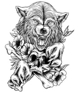 Laser Cut Scary Wolf Sketch Free PDF File