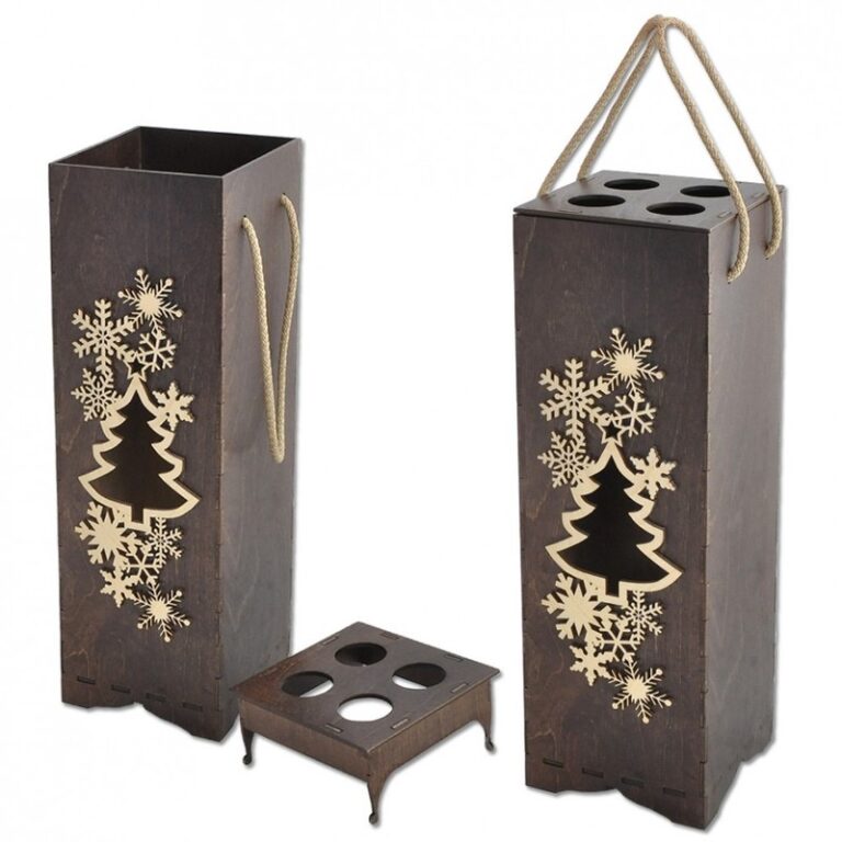 Decorative Wine Bottle Packaging Gift Boxes For Laser Cut Free PDF File