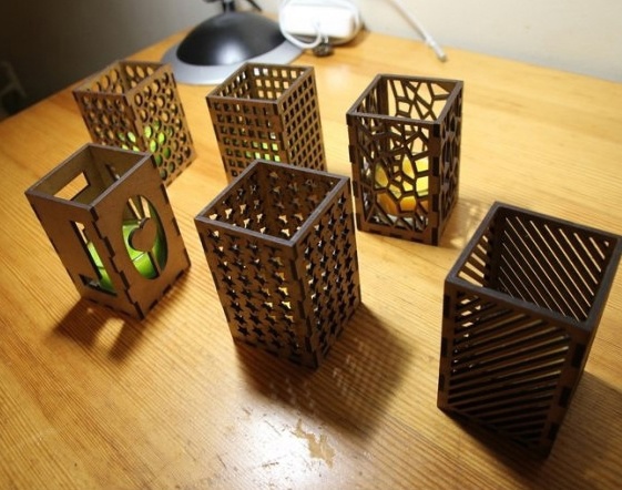 Laser Cut Tea Light Holders Wooden Candle Holder Shadow Boxes Free CDR Vectors Art