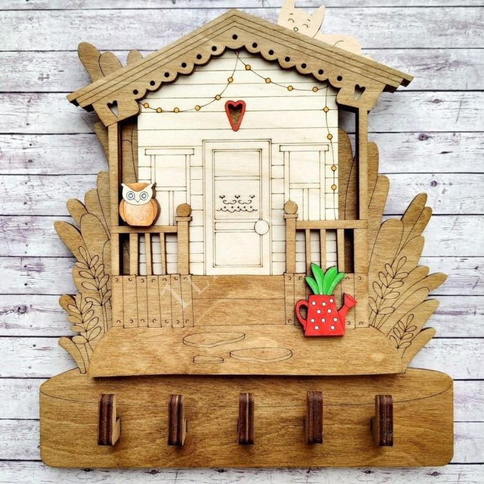 Laser Cut Wall Key Holder Free CDR Vectors Art