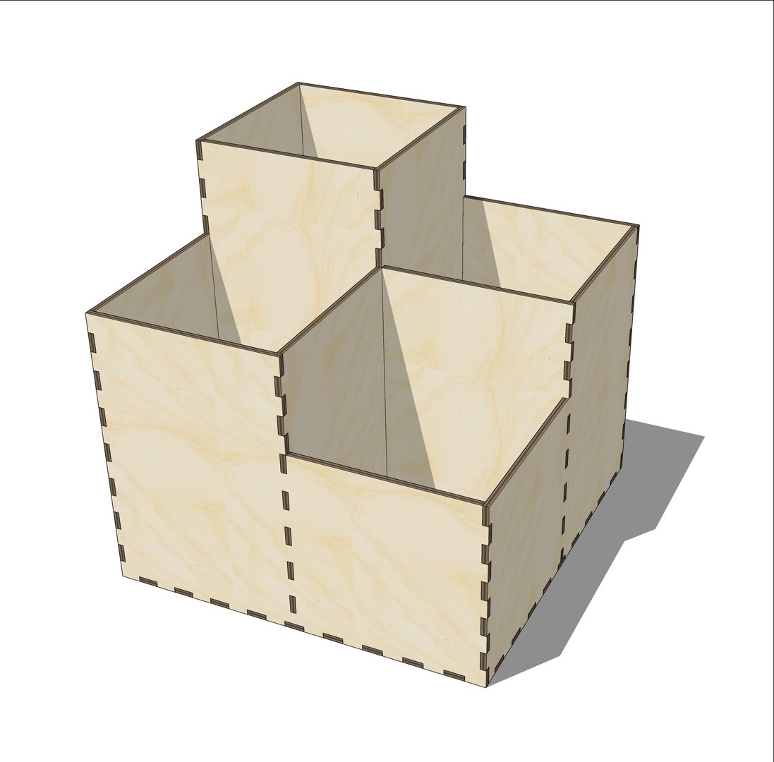 Laser Cut Wooden Desk Pen Holder Free CDR Vectors Art