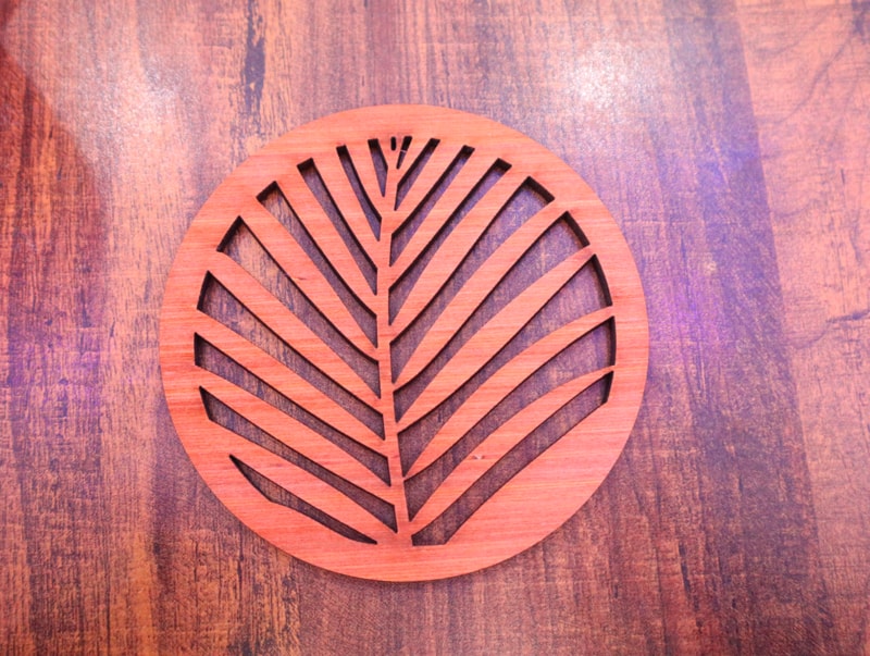 Laser Cut Round Floral Design Tea Coaster Free DXF File