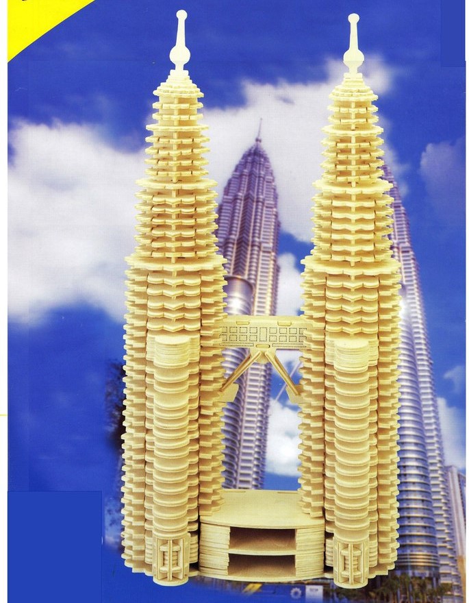 Laser Cut Malaysia Petronas Twin Towers 3d Puzzle Free CDR Vectors Art