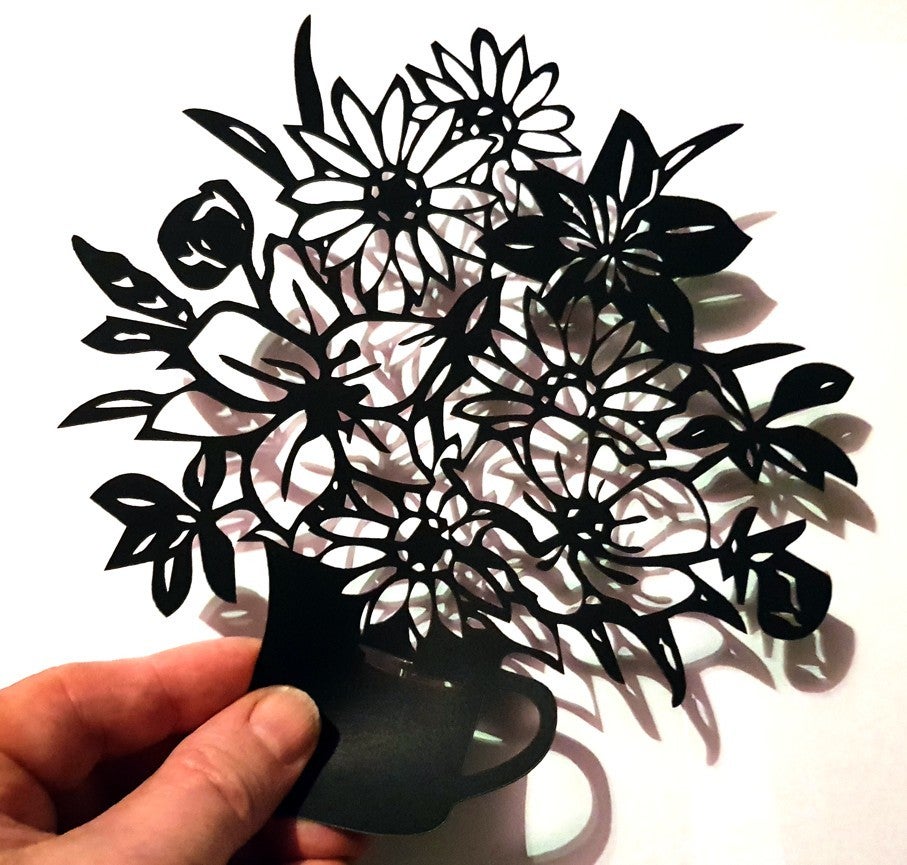 Laser Cut Flowers With Vase Home Decor Free CDR Vectors Art