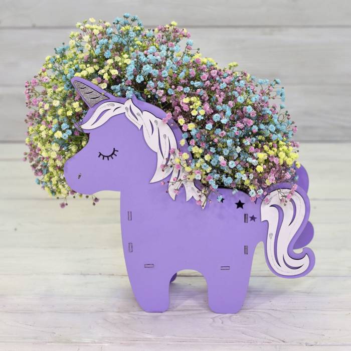 Laser Cut Unicorn Flower Pot Planter Unicorn Gifts Free CDR Vectors Art