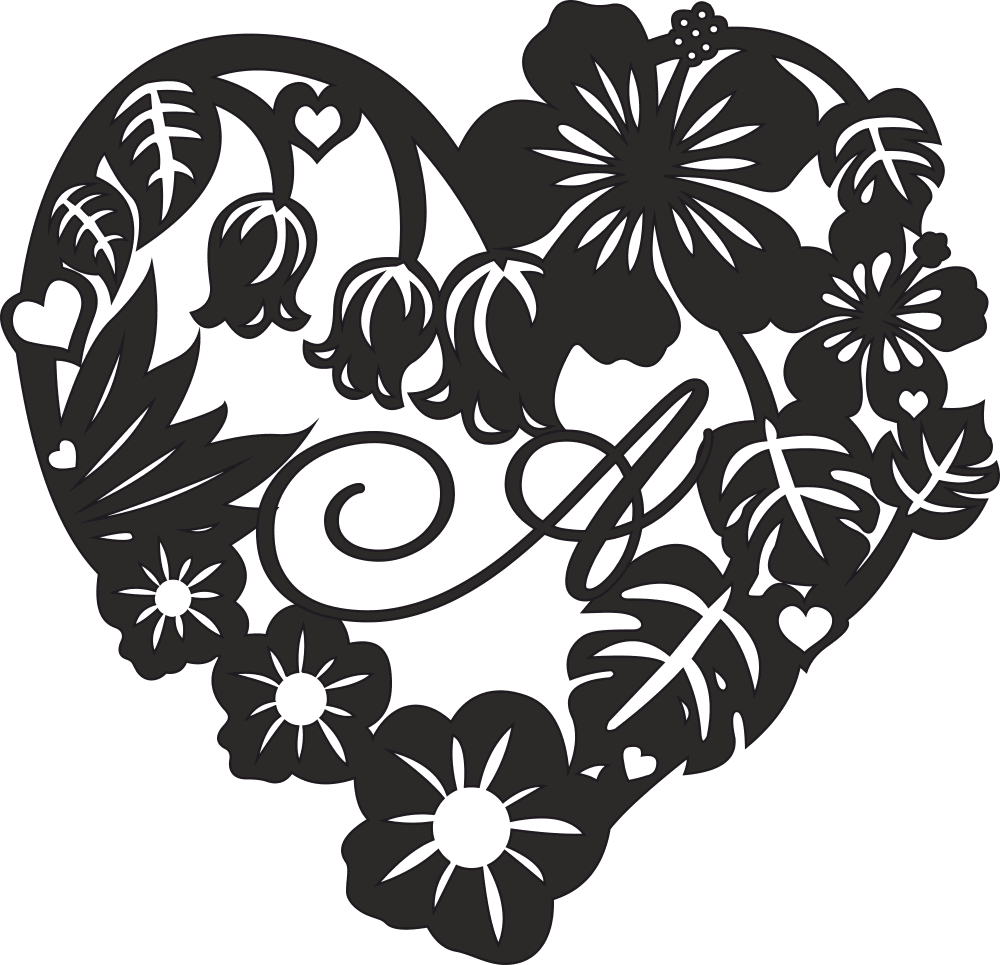 Laser Cut Valentine Rose Flower Heart Design Free CDR Vectors Art