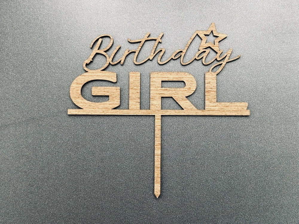 Laser Cut Birthday Girl Cake Topper Free CDR Vectors Art
