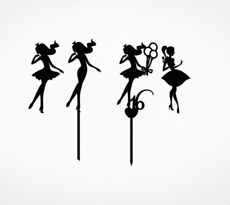 Laser Cut Girls Cake Toppers Free CDR Vectors Art