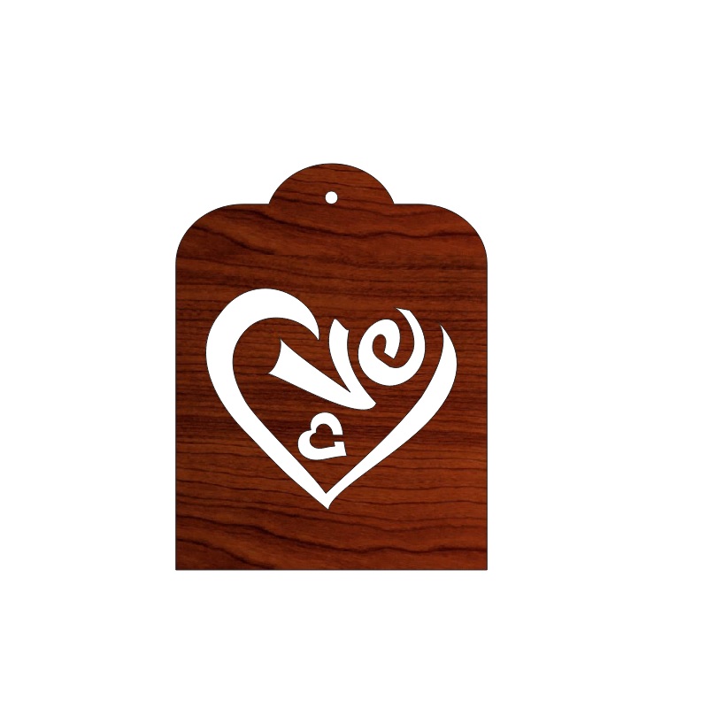 Laser Cut Valentines Day Love Wooden Gift Tag Free CDR Vectors Art