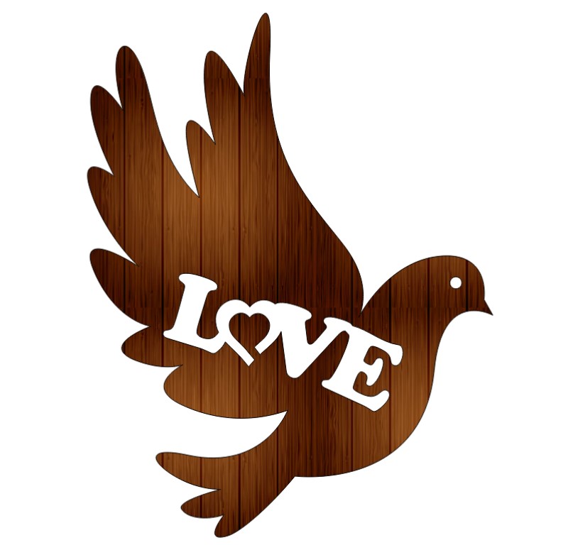 Laser Cut Valentine Day Flying Bird Love Design Wooden Wall Art Free CDR Vectors Art