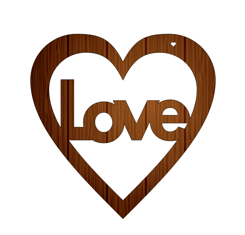 Laser Cut Valentine Day Heart Shaped Love Wooden Tag Free CDR Vectors Art