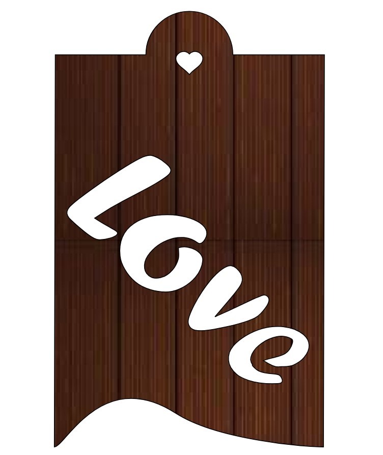 Laser Cut Valentine Day Love Rectangle Wooden Tag Free CDR Vectors Art