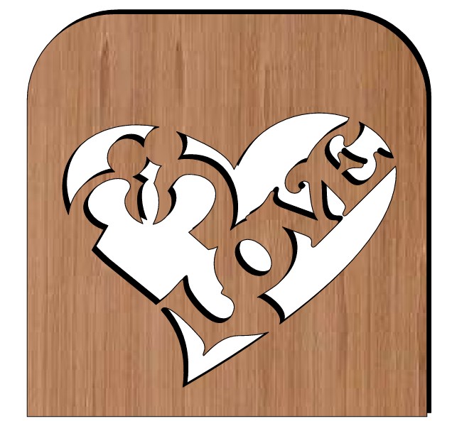 Laser Cut Valentines Day Heart Couple Wood Tag Free CDR Vectors Art