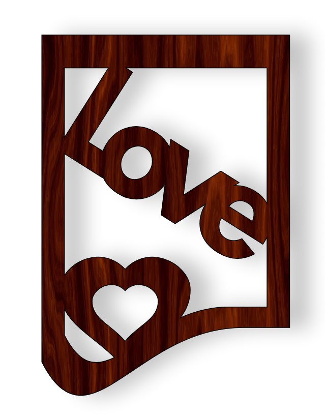 Laser Cut Valentines Day Love Wooden Tag Free CDR Vectors Art