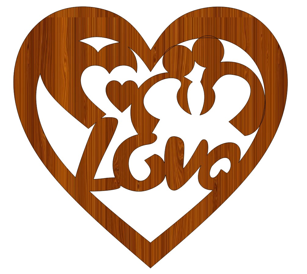 Laser Cut Valentines Day Love Couple Heart Shaped Wood Gift Tag Free CDR Vectors Art