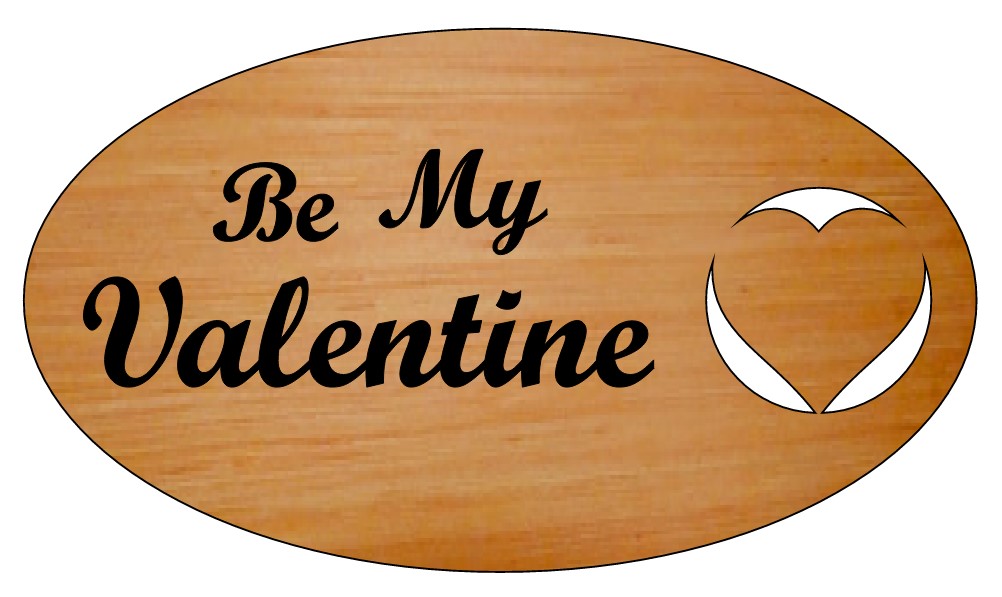 Laser Cut Be My Valentine Wooden Gift Tag Engraved Oval Love Keychain Free CDR Vectors Art