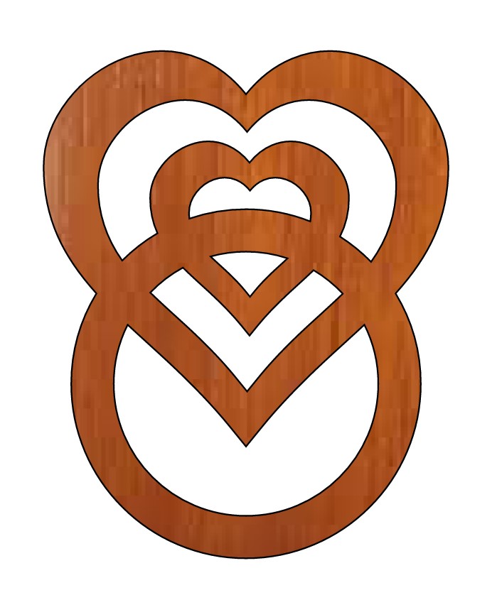 Laser Cut Dual Heart Valentines Day Wooden Keychain Love Gift Tag Free CDR Vectors Art