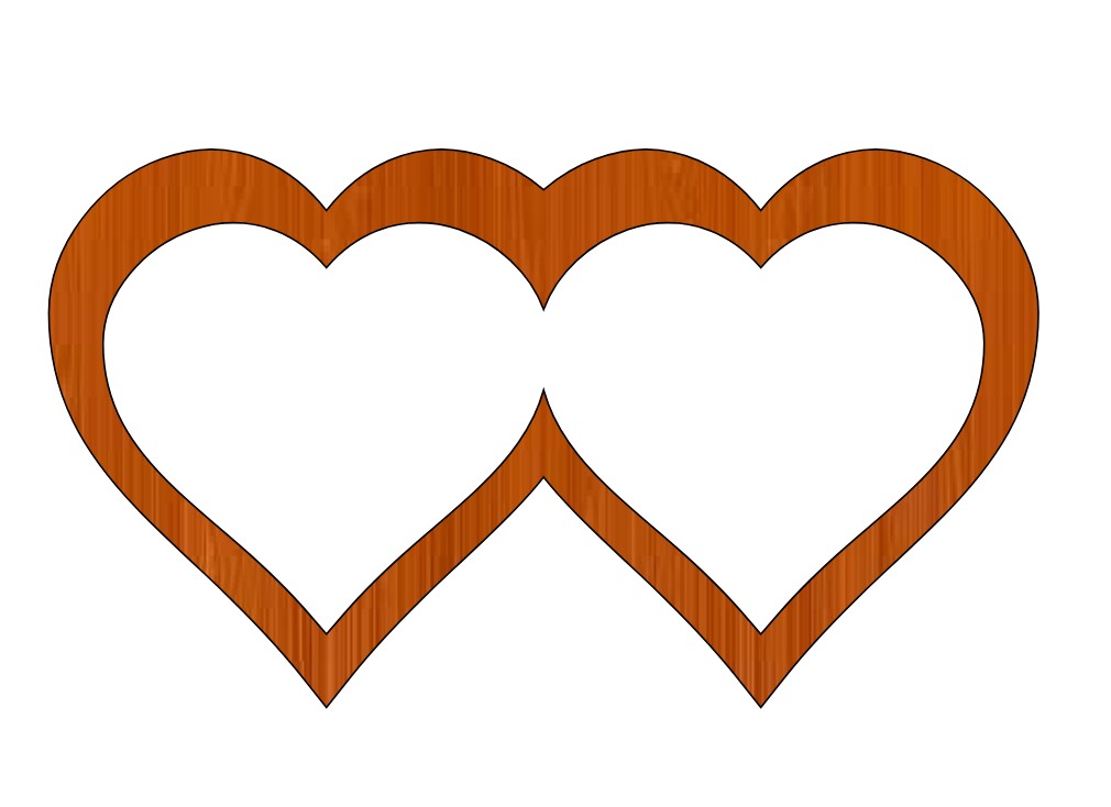 Laser Cut Couple Heart Happy Valentines Day Wooden Gift Tag Kenchain Free CDR Vectors Art