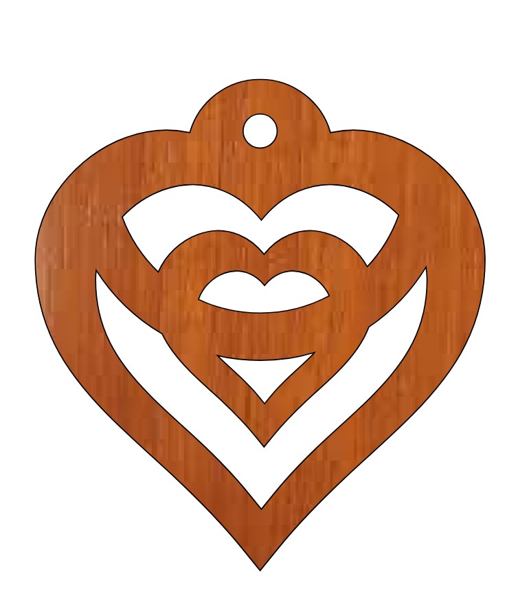 Laser Cut Couple Love Heart Valentines Wooden Gift Tag Kenchain Free CDR Vectors Art