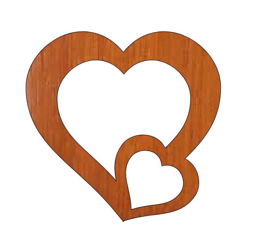 Laser Cut Love Heart Valentines Couple Unfinished Wood Tag Free CDR Vectors Art