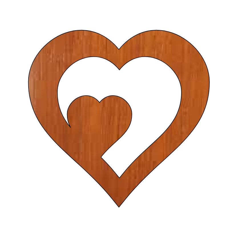 Laser Cut Love Heart Valentines Couple Wood Tag Free CDR Vectors Art