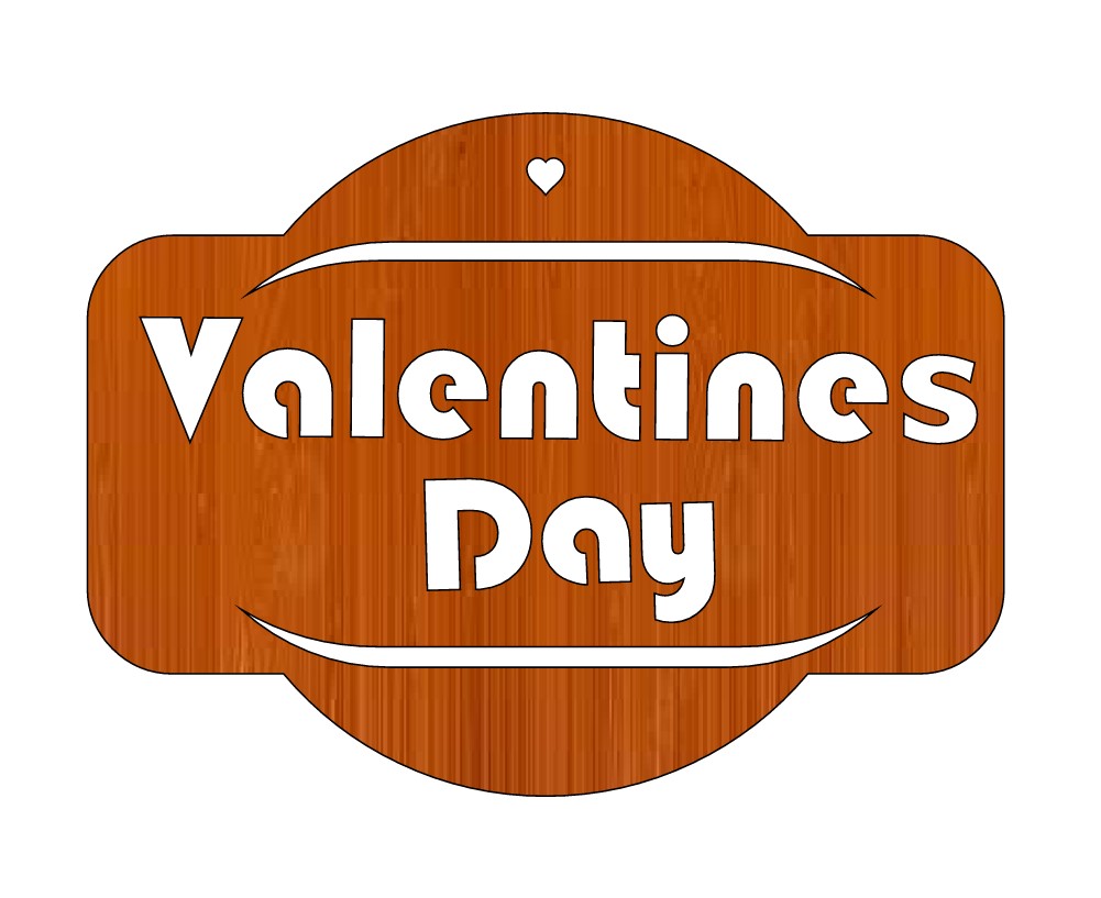 Laser Cut Personalized Valentines Day Wooden Gift Tag Free CDR Vectors Art