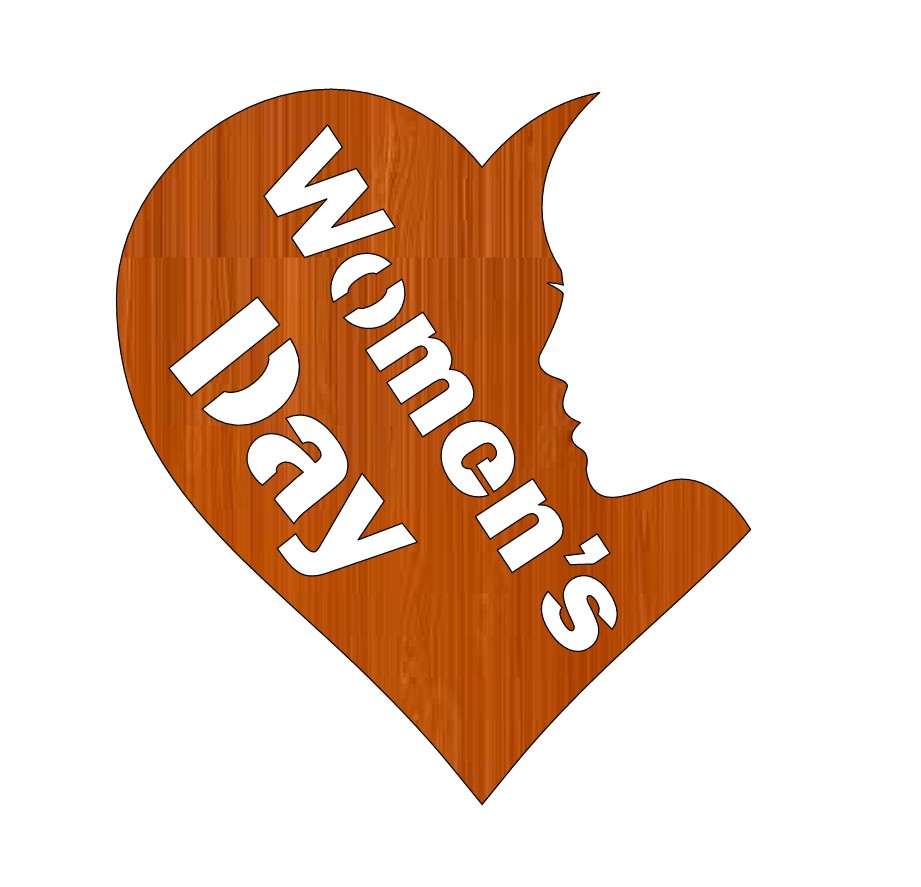 Laser Cut  International Womens Day 8 March Wooden Cutout Woman Face In Heart Women Day Free CDR Vectors Art