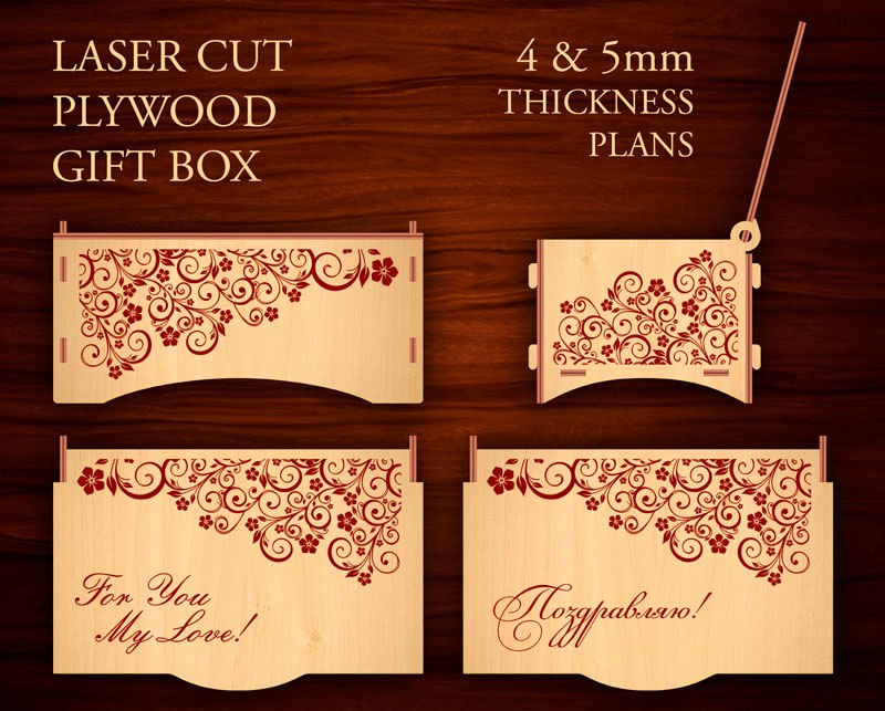 Laser Wooden Gift Box Podarochnaya Shkatulka Free CDR Vectors Art