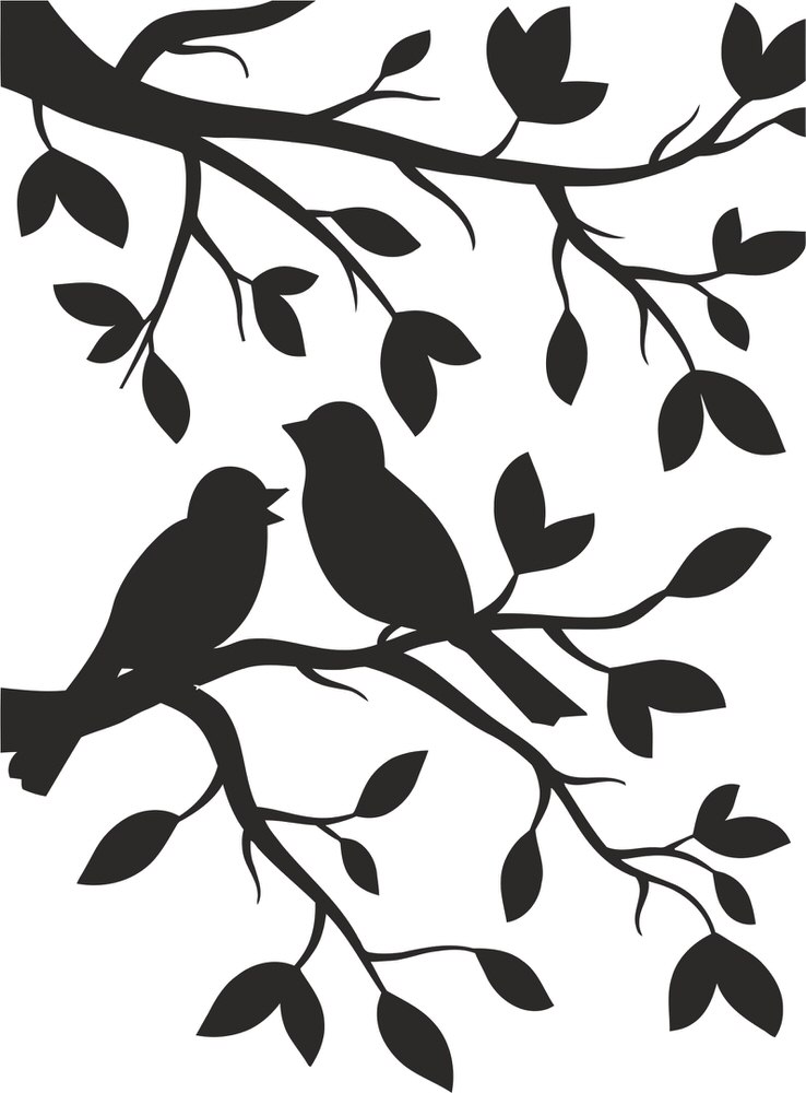 Two Birds Stencil Free CDR Vectors Art