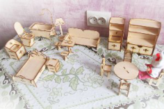 Doll Furniture Laser Cut 3D Puzzle Free CDR Vectors Art