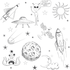 Space Doodle Free CDR Vectors Art