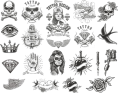 Tattoo Compositions Pack Free CDR Vectors Art