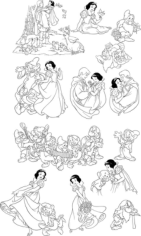 Snow White and the Seven Dwarfs Line Free CDR Vectors Art