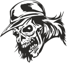 Zombie Skull with Cap Sticker Free CDR Vectors Art