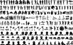 Big Set Of People Silhouettes Free CDR Vectors Art