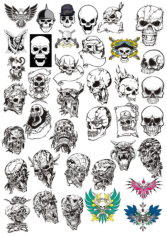 Skull tattoo Free CDR Vectors Art
