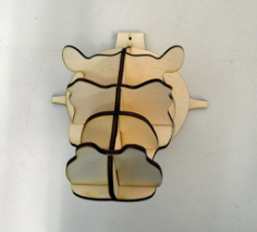 Hippohead 4mm 3d puzzle plan Free CDR Vectors Art