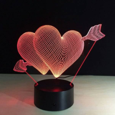 Heart 3D LED Night Light Free CDR Vectors Art