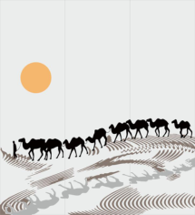 Sandblasting drawing Camels in desert Decal Free CDR Vectors Art