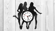 Girls silhouette vinyl record clock Free CDR Vectors Art
