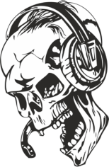 Skull with Headphones Sticker Free CDR Vectors Art