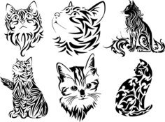 Tribal Cat Tattoo Free CDR Vectors Art