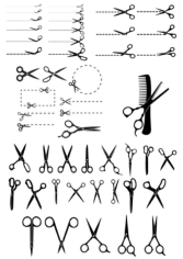Scissors with Cut Lines Vector Illustration Free CDR Vectors Art