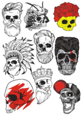 Bearded Skulls Vector Illustration Free CDR Vectors Art