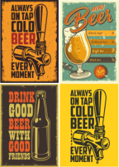 Retro Beer Posters 3 Free CDR Vectors Art