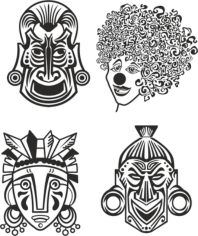 Indian Aztec African Historic Tribal Mask Free CDR Vectors Art