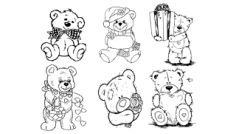 Bears Line Art Free CDR Vectors Art