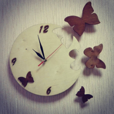 Butterfly Clock Laser Cut Free CDR Vectors Art