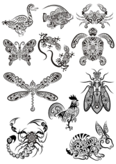 Ornament Animals Tribal Tattoo Designs Free CDR Vectors Art