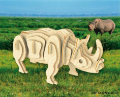 Rhino 3D Puzzle Laser Cut CNC Plans Free CDR Vectors Art